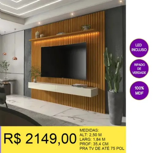 PAINEL RIPADO 100% MDF A PRONTA-ENTREGA