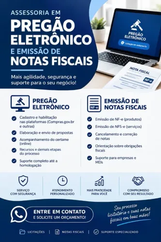 Assessoria em pregões eletrônicos e emissão de notas fiscais
