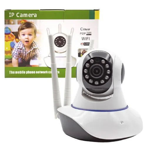 Câmera De Segurança ip 3 Antenas Wifi 360º Visão Noturna