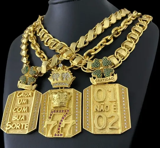 Corrente e pingente moeda antiga Promoção