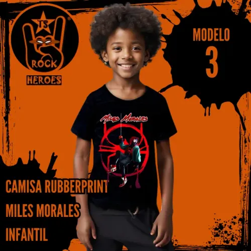 Coleção Camisas Rubberprint Miles Morales Infantil 100% Algodão Estampa Alta Definição