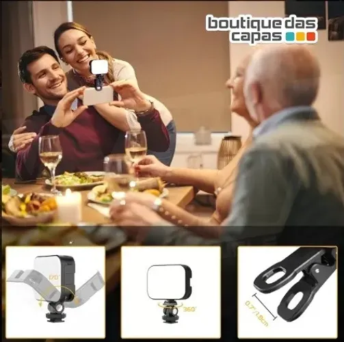Iluminação de Led para Vídeo Com Clipe Para Celurar Macbook iPad RECARREGAVEL OR-PL03