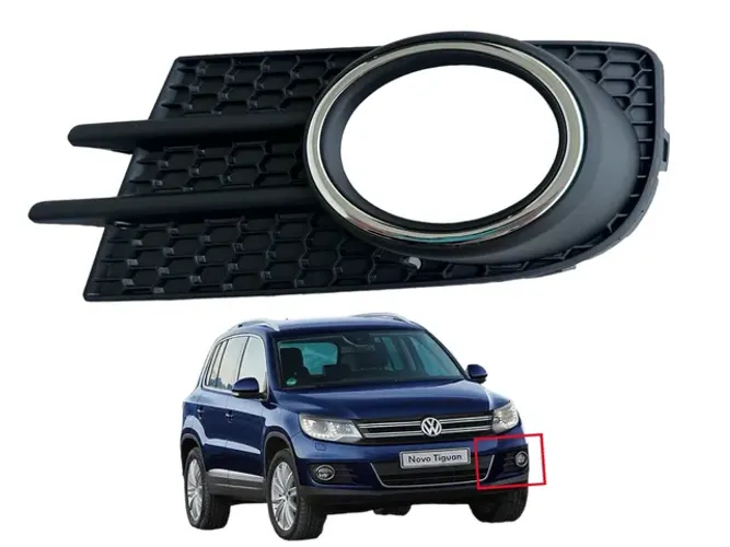 Grade Cromada Esquerda Farol de Milha Volkswagen Tiguan 2013 a 2017