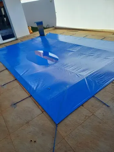 Capa de Proteção/Segurança Azul/Azul de PVC 500 Micras para Piscinas C/ Acessórios