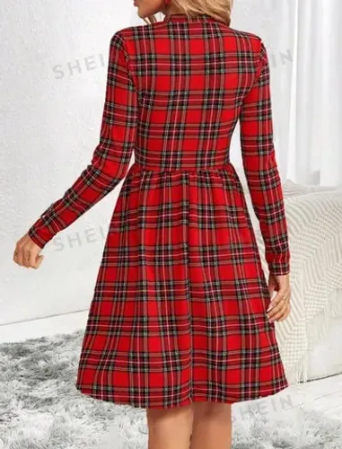 Vestido xadrez vermelho shein