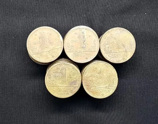 100 moedas de 1 cruzeiro para fazer alianças de moeda antiga