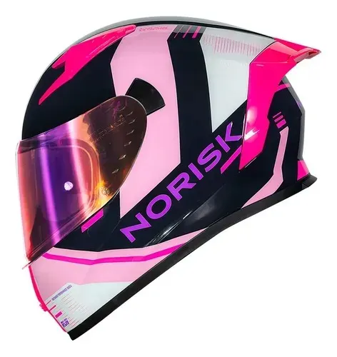 Capacete Norisk Flow Pulse Roxo Rosa Viseira Extra Colorida