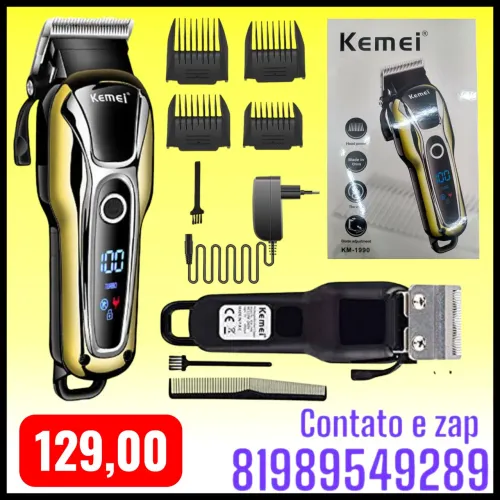 máquina de cortar cabelo sem fio profissional Kemei KM-1990 Turbo.