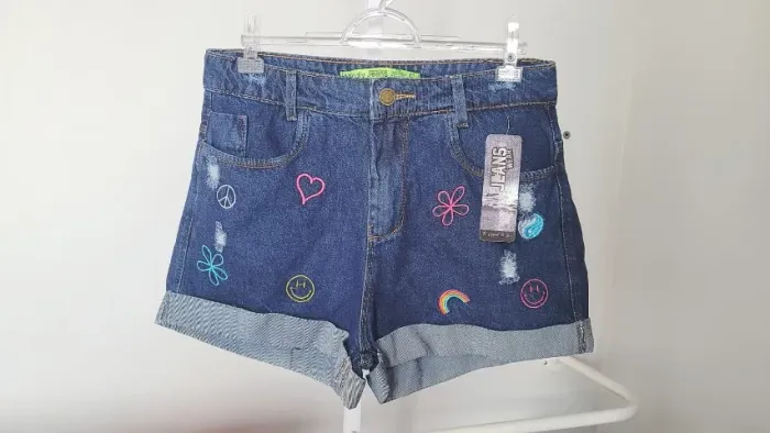 Short Jeans macio Arco Íris lindooo NOVO