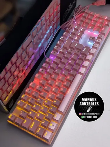 Teclado Mecânico Gamer Rosa/preto LED Orion Essential