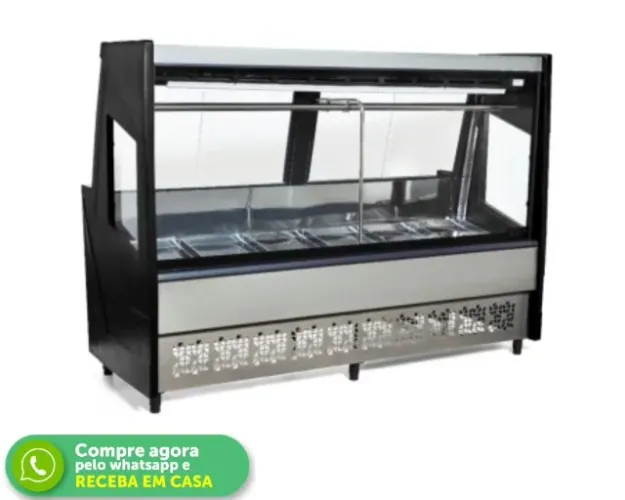 Balcão de Açougue 2M Preto Polar Vidro Reto