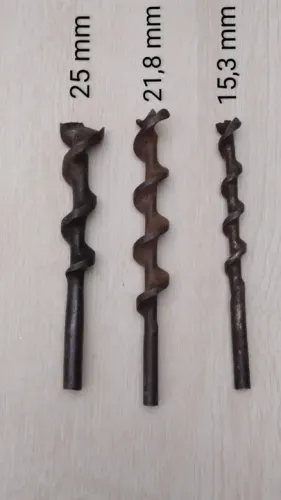 3 Brocas Antigas, Para Arco de Pua Manual- 25-21,8-15,3 mm