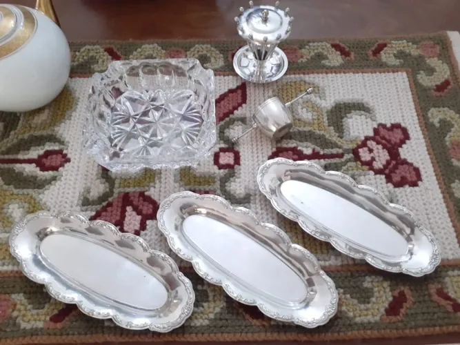 Lote de peças -Cristal e Prata