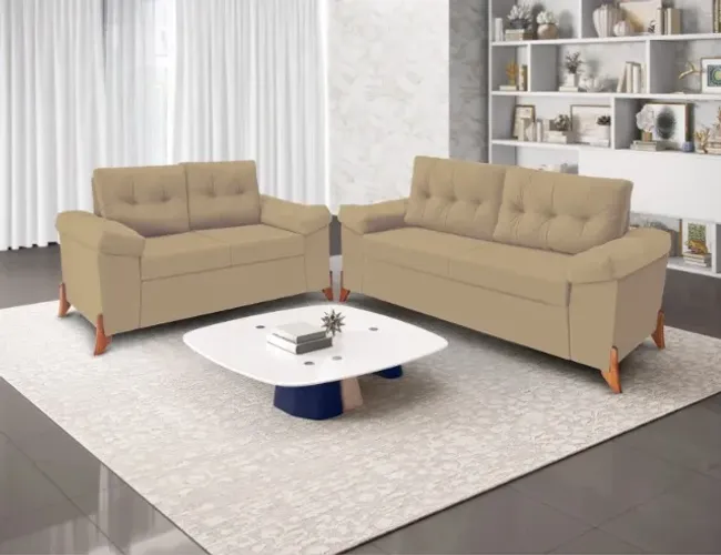 SOFÁ 2 E 3 LUGARES COM BRAÇOS ALMOFADADOS 