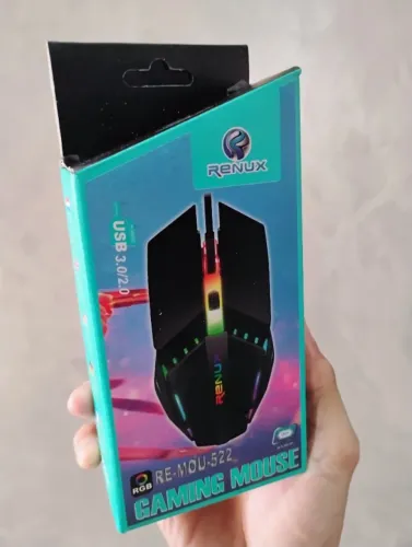 Mouse com Fio 135cm - 04 Botões RGB - RENUX - Novo