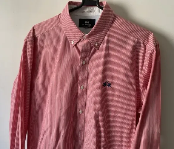 CAMISA LA MARTINA  SOCIAL NUMERO 5 VERMELHA LISTRADA