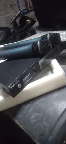 Sistema de microfone sem fio duplo vidioke vdwm 207