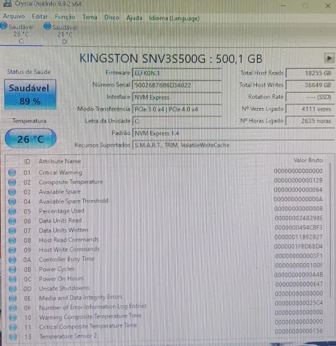 Ssd M.2 Nvme Pci-e Gen 4.0 500gb Kingston Nv3 Ssnv3s/500g