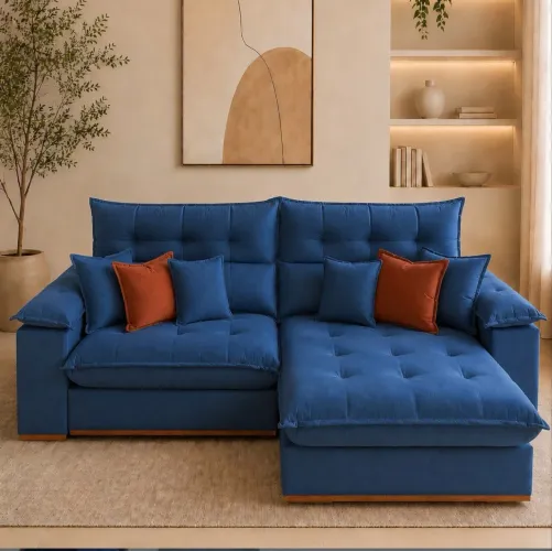 Sofá Retrátil e Reclinável Capri 2,50 m Azul