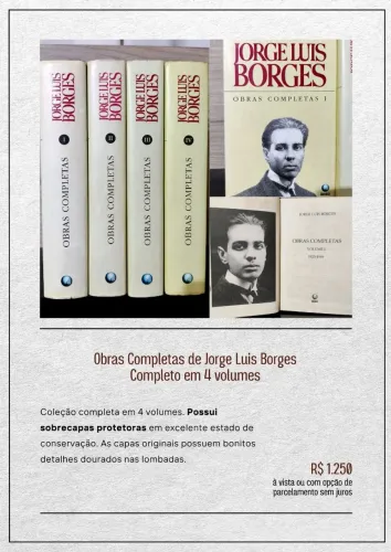 Obras Completas de Jorge Luis Borges - 4 volumes em português!