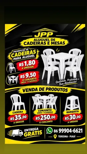 Vendas de cadeiras,mesas e aluguel