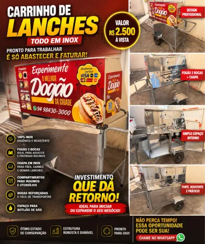 Carrinho de Lanches em Inox