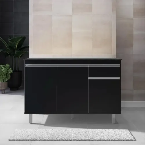 Vendo ou troco - Gabinete de cozinha inferior Preto com gavetas NOVO