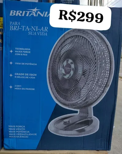 Ventilador Britânia turbo 2em1 grade de 58cm por apenas 299,00 reais