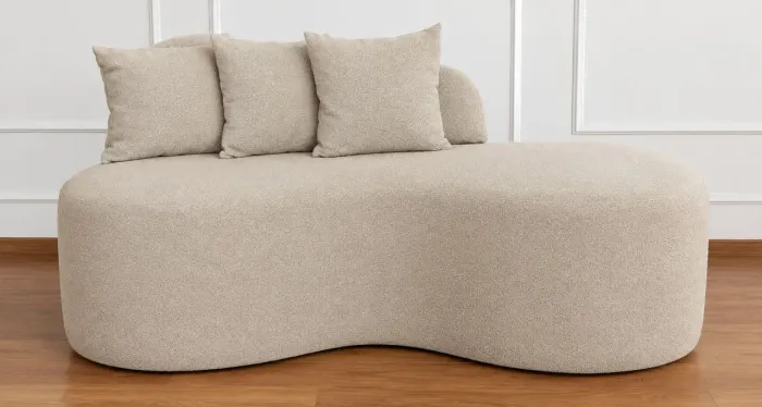 Sofá Orgânico Bege Bouclé Seminovo - R$ 350