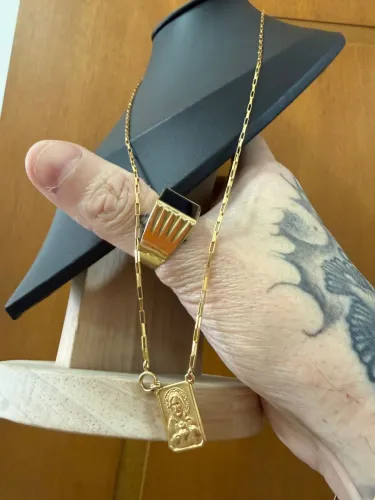 Escapulário de ouro 6.94g 18k procedência garantia eterna