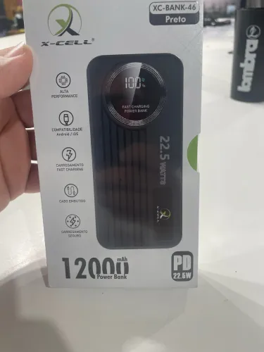 Carregador Portátil Power Bank 12000mAh X-Cell 22.5W com Cabo Embutido