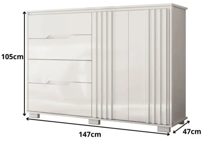 Cômoda 4 gavetas 2 portas branca