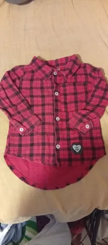Camisa Xadrez Infantil Menina Angero's Tam 1 Vermelha E Preta