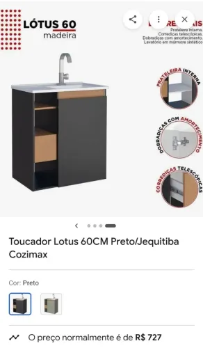 Armário de banheiro lótus 60cm cozimax