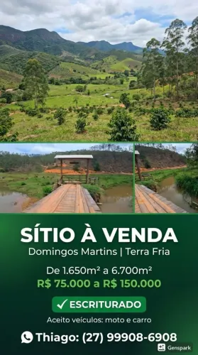 Sítio à venda em Domingos Martins - Tijuco Preto, parcelo, troco, escriturados leia .