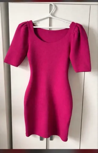 Vestido tricot modal manga bufante
