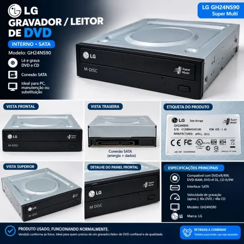 ? GRAVADOR/LEITOR DE DVD LG - SATA