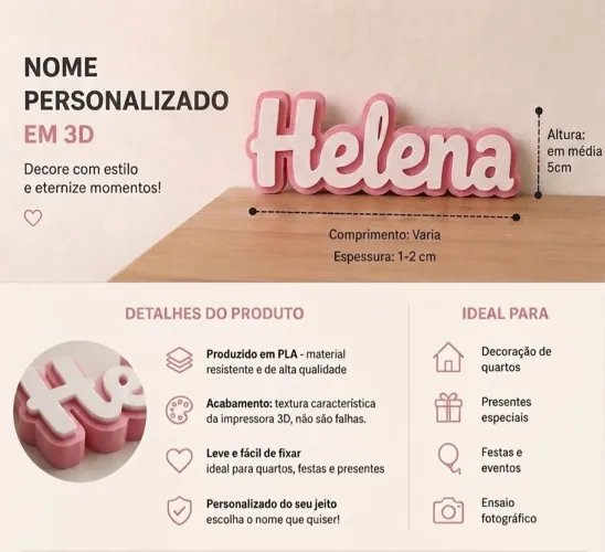 Nome Personalizado Decorativo - Ideal para decoração e ensaios fotográficos