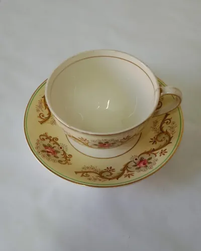 Xícara e Pires Porcelana inglesa Johnson Bros com defeito para restauro