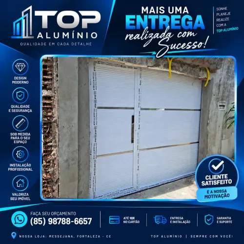 Portão de garagem de correr e abrir de alumínio