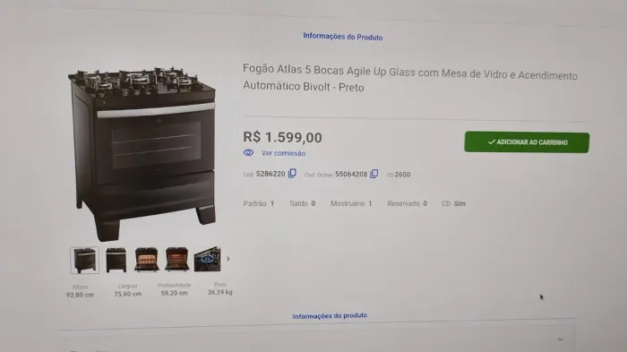 Fogão 5 bocas semi novo