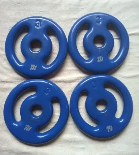 4 unidades de Anilhas de 3kg Emborrachadas Furo 31mm na cor Preto