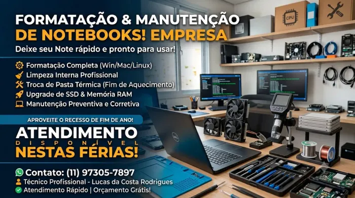 Formatação de Notebook, Limpeza e Upgrade de SSD