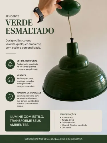 Lustre verde esmaltado