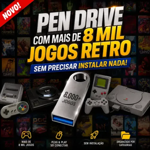 Pen drive com mais de 8 mil jogos retro sem precisar instalar nada