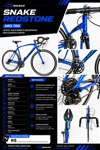 Bicicleta Speed Snake Redstone Aro 700 - NOVA, nunca usada!