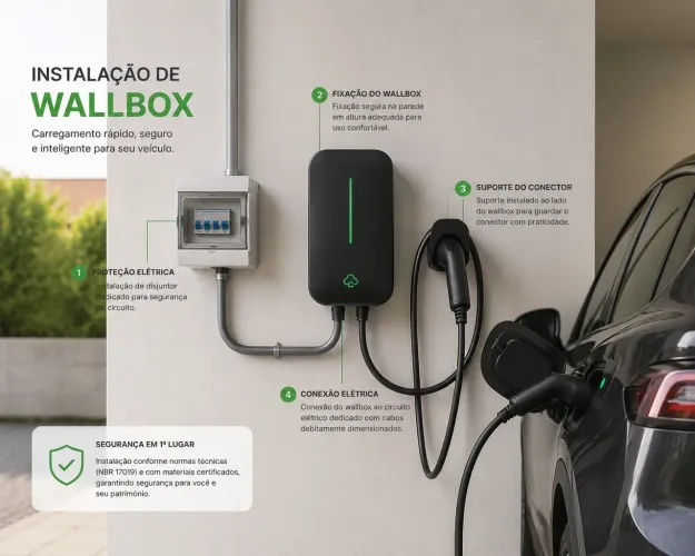 Instalação de WallBox conforme as normas técnicas.