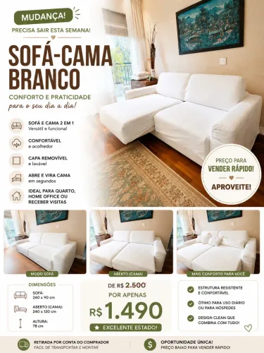 SOFÁ-CAMA BRANCO