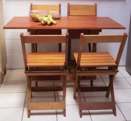 Kit Mesa 120x70 Com 4 Cadeiras Madeira Maciça