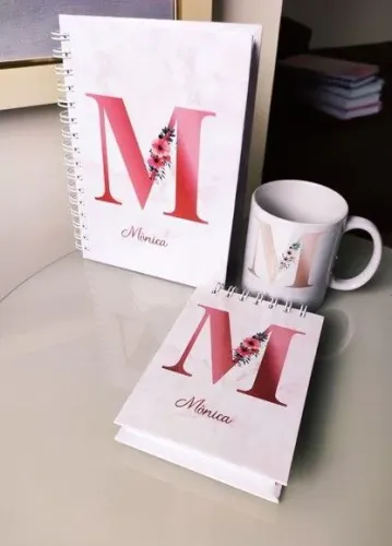 Kit agenda , chaveiro , bloco de anotações